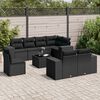 vidaXL 9-dijelni set vrtnih sofa s jastucima crni od poliratana