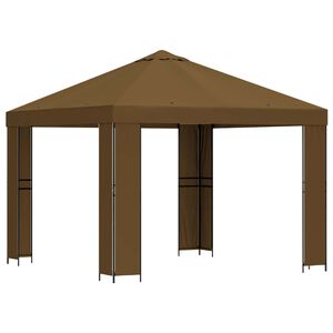 vidaXL Gazebo 3 x 3 m Sivosmeđa Poliester i čelik 190 gsm