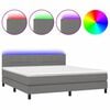 vidaXL Krevet box spring s madracem LED tamnosivi 160x200 cm tkanina