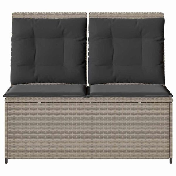 vidaXL Vrtna klupa s jastukom Svjetlosiva Poli ratan