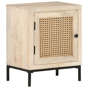vidaXL Noćni ormarić 40x30x50 cm masivno drvo manga i prirodna trska