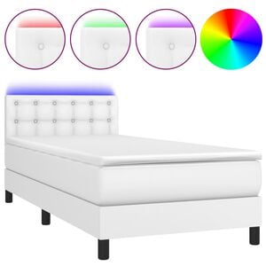 vidaXL Krevet box spring s madracem LED bijeli 80x200 cm umjetna koža