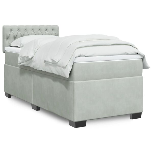 vidaXL Box spring krevet s madracem svjetlosivi 90x190 cm bar&scaron;unasti