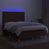 vidaXL Krevet box spring s madracem LED tamnosmeđi 140x200 cm tkanina