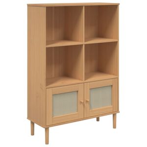 vidaXL Regal za knjige SENJA izgled ratana smeđi 90x35x130 cm borovina