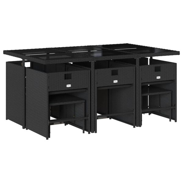 vidaXL 11-dijelni vrtni blagovaonski set s jastucima poliratan crni