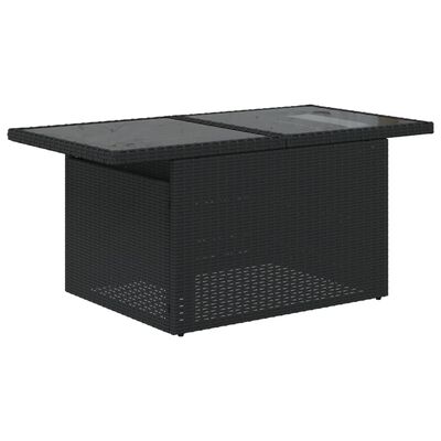 vidaXL Vrtni stol sa staklenom pločom crni 100x55x73 cm od poliratana