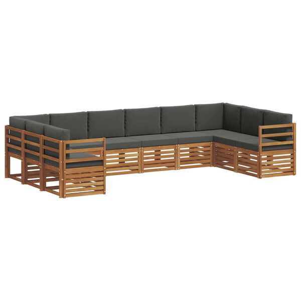 vidaXL Setovi sofa 10 pcs Prirodna i antracit Čvrsto drvo akacije