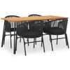 vidaXL 5-dijelni vrtni blagovaonski set bagremovo drvo i PVC ratan