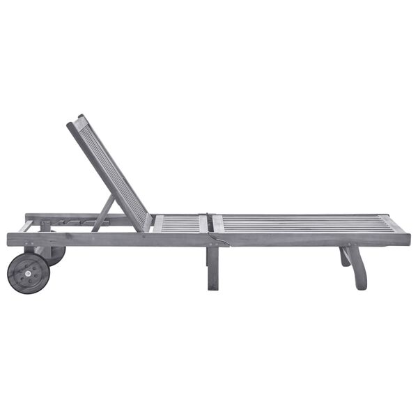 vidaXL Vrtna ležaljka s jastukom siva od masivnog bagremovog drva