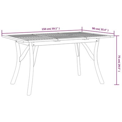 vidaXL Vrtni stol 150x90x75 cm od masivnog bagremovog drva
