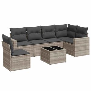 vidaXL 7-dijelni set vrtnih sofa svjetlosivi od poliratana