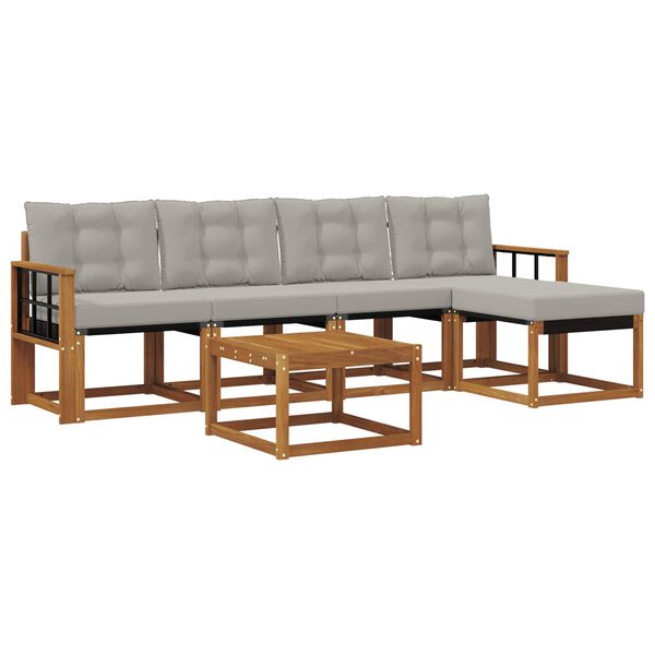 vidaXL Set vanjskih sofa s jastukom 6 pcs Prirodna i svijetlo siva