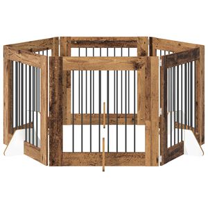 vidaXL Vrata za pse s postoljem 6 pcs Staro drvo 80 x 80 cm