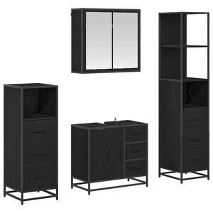 vidaXL Set namje&scaron;taja za kupaonicu 4 pcs Crni hrast Konstruirano drvo
