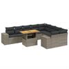 vidaXL 10-dijelni set vrtnih sofa od poliratana s jastucima sivi
