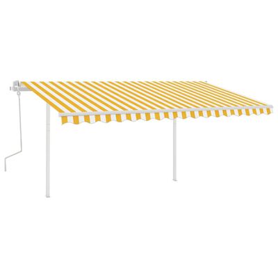 vidaXL Tenda na ručno uvlačenje sa stupovima 4 x 3,5 m žuto-bijela