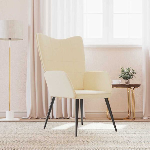 vidaXL Stolica za opuštanje krem od tkanine