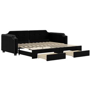 vidaXL Dnevni krevet na razvlačenje s ladicama crni 80x200 cm tkanina