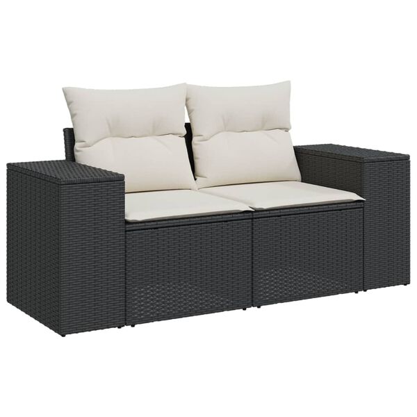 vidaXL 9-dijelni set vrtnih sofa s jastucima crni od poliratana