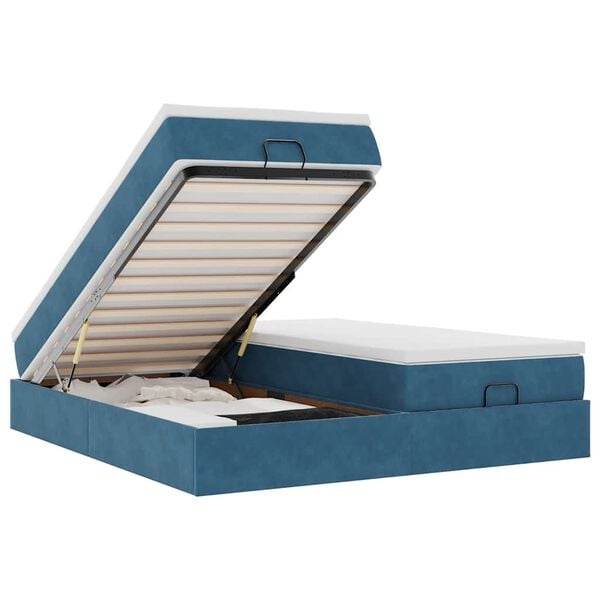 vidaXL Okvir kreveta s madracima tamnoplavi 160x200cm bar&scaron;unasti