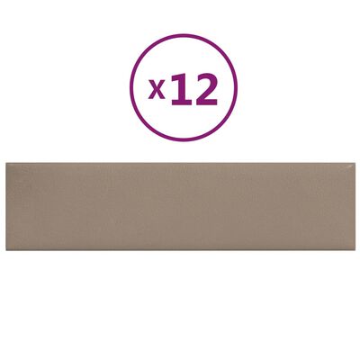 vidaXL Zidne ploče od umjetne kože 12 kom cappuccino 60 x 15cm 1,08 m²