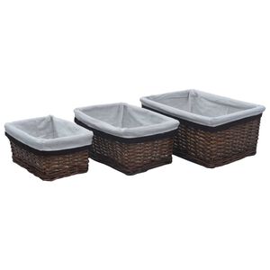 vidaXL 3-dijelni set uklapajućih ko&scaron;ara od vrbe smeđi