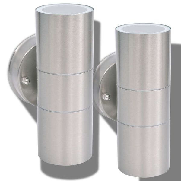 vidaXL Vrtna LED Zidna Svjetiljka 2 kom Nehrđajući Čelik