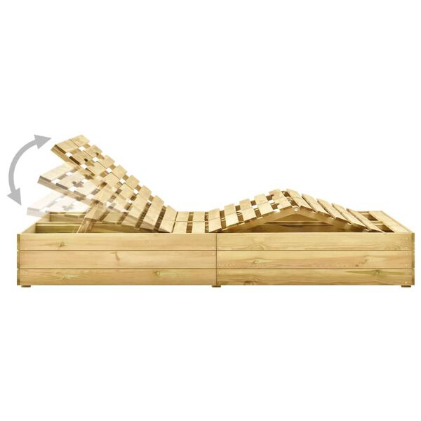 vidaXL Dvostruka ležaljka s crvenim jastucima od impregnirane borovine