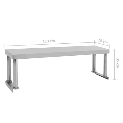 vidaXL Polica za radni stol 120 x 30 x 35 cm od nehrđajućeg čelika