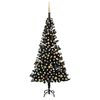 vidaXL Umjetno osvijetljeno božićno drvce s kuglicama crno 240 cm PVC