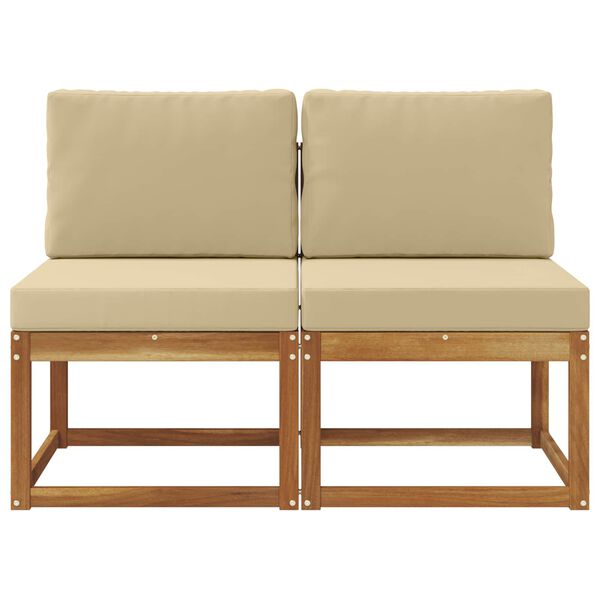 vidaXL 2 Komad Srednja sofa za van Čvrsto drvo akacije Prirodna