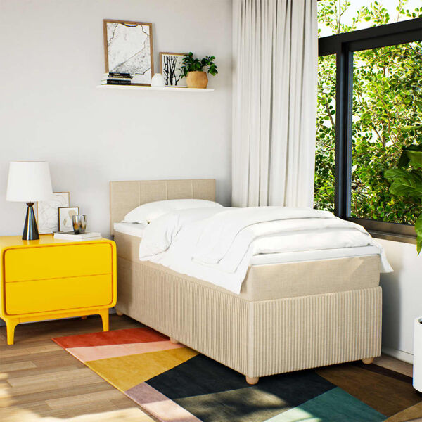 vidaXL Okvir kreveta s oprugama i madrac krem 80x200 cm od tkanine