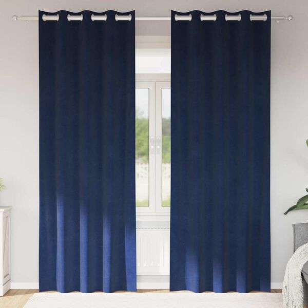 vidaXL Zavjese za zamračivanje 2 pcs Tamno plava 140 x 225 cm Baršun