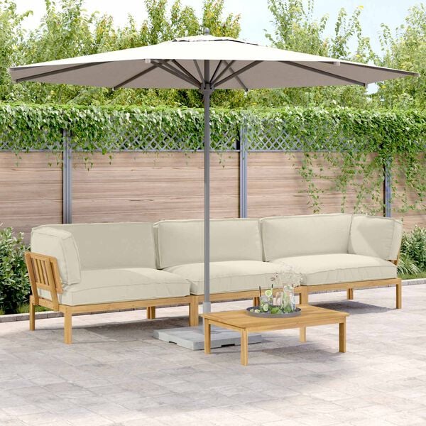 vidaXL Set sofe s jastukom Jednobojno 4 pcs Krema Čvrsto drvo akacije