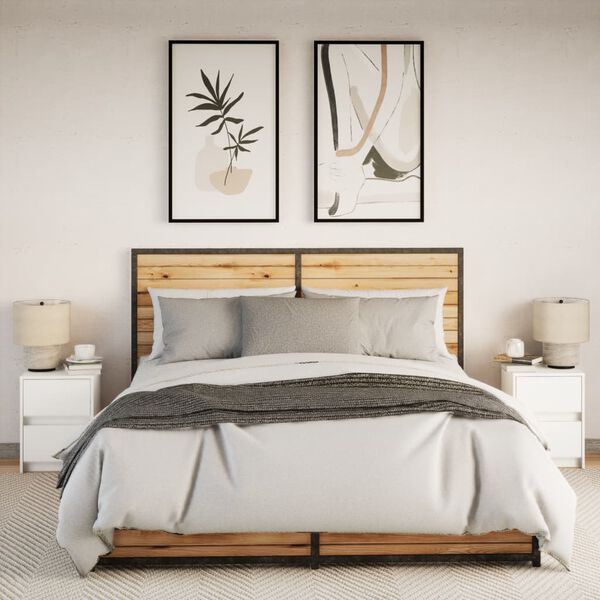 vidaXL Noćni ormarići s LED svjetlima 2 kom bijeli konstruirano drvo