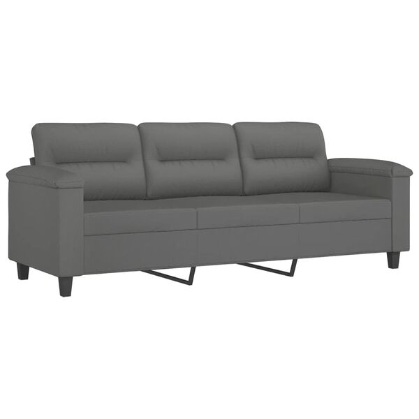 vidaXL 3-dijelni set sofa s jastucima tamnosivi od mikrovlakana