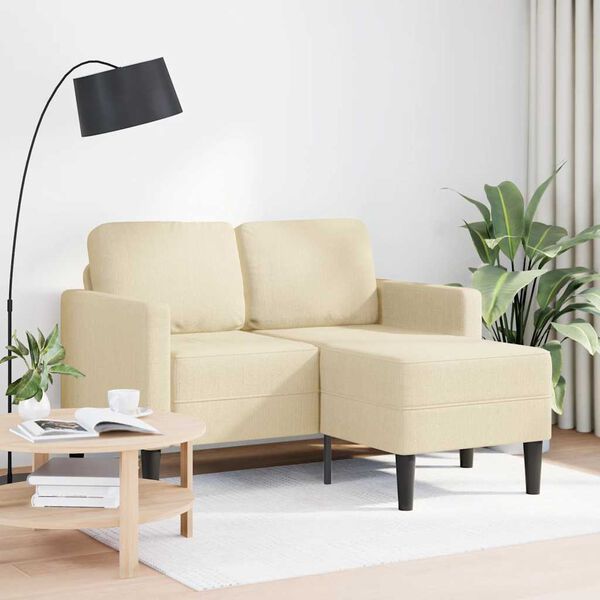 vidaXL Sofa 2-sjed s ležaljkom u obliku slova L krem 125 cm tkanina