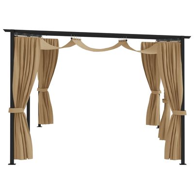 313900 vidaXL Gazebo with Curtains 6x3 m Taupe Steel (not for individual sales / blocked all in blockcades)