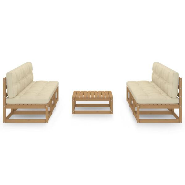 vidaXL 7-dijelna vrtna garnitura od masivne borovine s jastucima