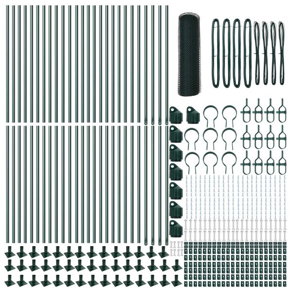 vidaXL Stup za ogradu Zelena 100 x 0,4 m (mreža 13 mm) Čelik i PVC