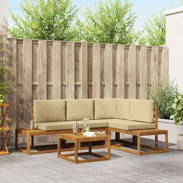 vidaXL Set vanjskih sofa s jastukom 5 Komad Prirodna i bež