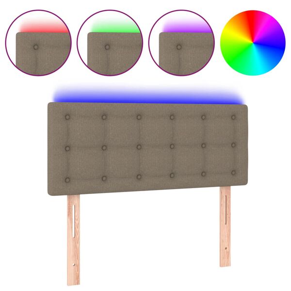 vidaXL LED uzglavlje smeđesivo 100x5x78/88 cm od tkanine