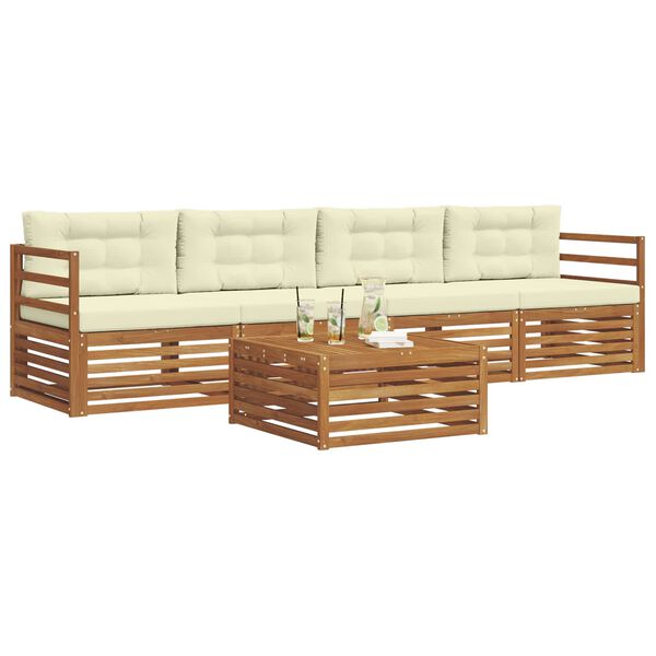 vidaXL Set vanjskih sofa s jastukom 5 pcs Prirodna i krem