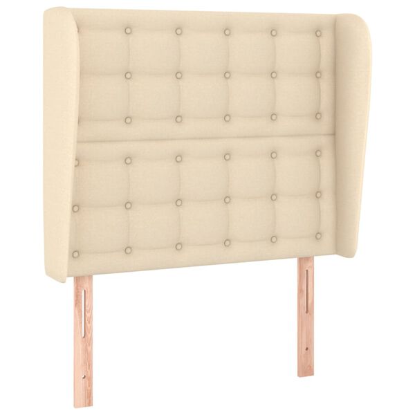 vidaXL Uzglavlje s u&scaron;ima krem 103x23x118/128 cm od tkanine