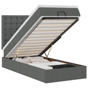 vidaXL Otomanski krevet s madracem i LED tamnosivi 80x200cm tkanina