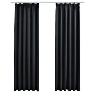vidaXL Zavjese za zamračivanje s kukama 2 kom crne 140 x 175 cm