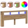 vidaXL LED uzglavlje boja hrasta artisan 220x18,5x103,5 cm drveni