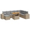 vidaXL 9-dijelni set vrtnih sofa poliratan i bagrem s jastucima sivi