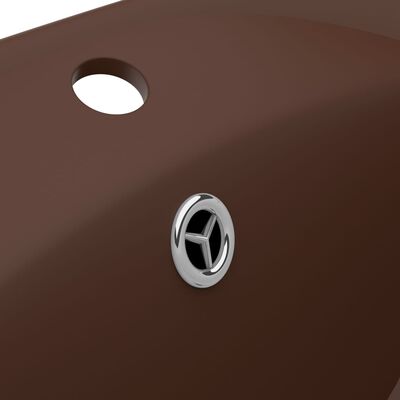 vidaXL Luksuzni ovalni umivaonik mat tamnosmeđi 58,5 x 39 cm keramički